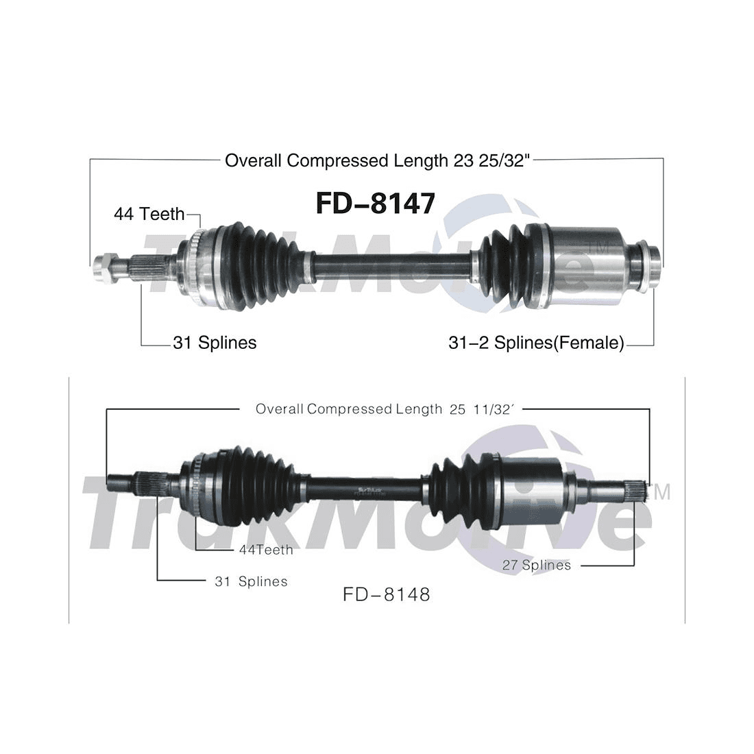 TrakMotive Front CV Axle CV Joint Shaft Assembly Assembly For Ford Edge