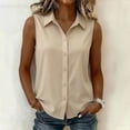 thumbnail image 3 of TaTaai Womens Work Tops Sleeveless Slim Fit Shirt Collar Solid Button Front Vest for Office Casual Gift, 3 of 6