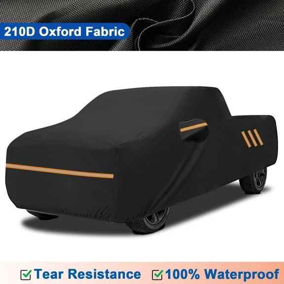 FANOTEK Pickup Truck Car Cover for Toyota Tundra Regular Cab SB/LB 1999-2021, Thickened Waterproof 210D PU Pickup Truck Full Cover Rain Sun Snow Dust Protection Black