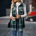 thumbnail image 4 of CCRFTGI Womens Vests Flannel Plaid Print Cardigan Vest Casual Lapel Sleeveless Blazer Jackets Outerwear 2025 Fall Winter Open Front Button Down Jackets Green S, 4 of 8