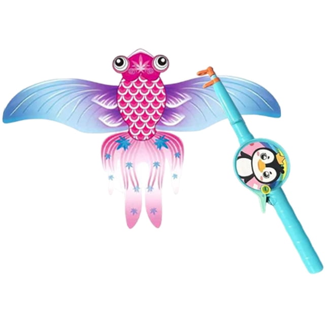 S SERENABLE Kite Toy 50M Line Included Unique Beach Toy for Camping Trip Backyard Garden Pink Fish