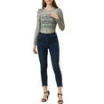 thumbnail image 2 of Allegra K Women's Puff Long Sleeve Semi Sheer Floral Lace Tops, 2 of 5