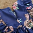 thumbnail image 3 of Ydojg Easter Girl Dress Size 1-2 Years Floral Bunny Print Cute Ruffle Dresses Sleeveless Crew Neck Outfit Summer Party Dress For Girls Dark Blue, 3 of 9