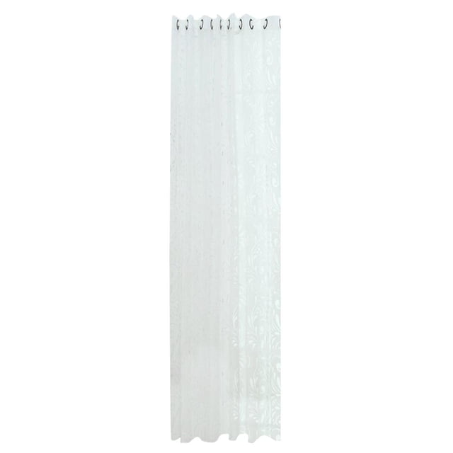 Cortina de gasa transparente con estampado floral elegante, panel de 99 x 249 cm, blanca Blanco