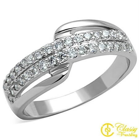 Double Row Clear Stone - Classy Not Trashy® Size 5 Women's Double Row Cubic Zirconia CZ Ring with Clear Stones