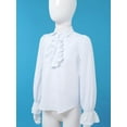 thumbnail image 4 of Miaeowve Kids Boys Girls Long Sleeve Bolero Floral Ruffle Cuffs Lace T-shirt Kids Button Closure White 10, 4 of 7