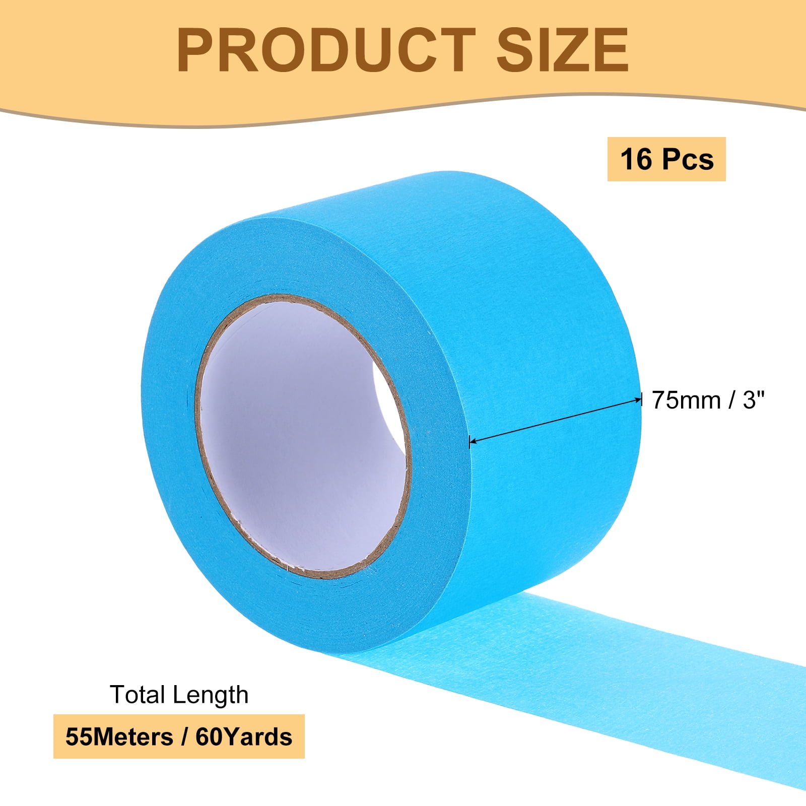 Masking Tape Blue Painters Tape Paper Tape [for Crafts DIY Walls Painting Decoration]- 3 Inch x 60 Yards/16 Rolls