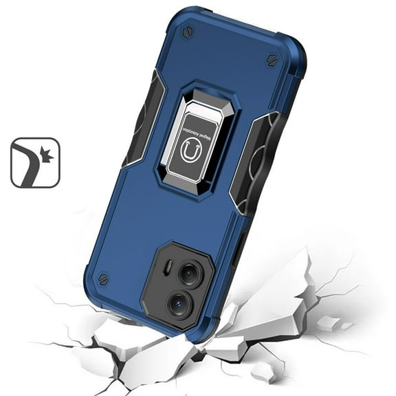 Designed for Motorola Moto G Power 5G 2024 Hybrid Cases with Magnetic Ring Holder Stand Kickstand Heavy Duty Rugged Shockproof Phone Case Cover [Blue]