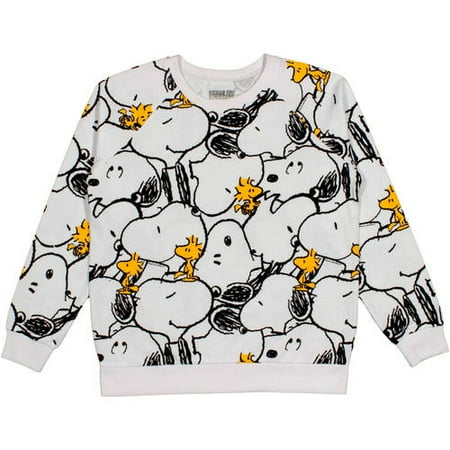 Juniors' Snoopy and Woodstock Long Sleeve Sweatshirt