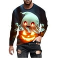 thumbnail image 2 of BiZtdJrK Cute Ghost Shirt Men Funny Halloween Long Sleeve T Shirt Novelty Holiday Pullover Tops Fashion Party Tshirts Multicolor L, 2 of 5