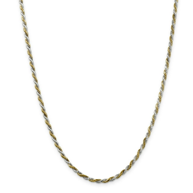 925 Sterling Silver & Vermeil 2.5mm Chaîne de Corde Diamantée 24 Pouces