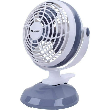 6-in 2-Speed Indoor Gray and White Desk Fan