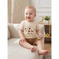 thumbnail image 4 of BemeyourBBs Toddler Baby Boys Summer Clothes Newborn Infant Baby Boy Farm Animal Fishing Outfits Animals Fish Letter Print Short Sleeve T-Shirts Elastic Waist Pockets Shorts 2Pcs Set, 4 of 9