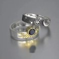 thumbnail image 3 of Anillos de sol y luna para parejas, 2 piezas, Color negro y plateado, para enamorados, compromiso, boda, regalo del Día de San Valentín, 3 of 4