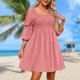 thumbnail image 5 of Vestidos Casuales Vestido de una línea de mujer Vestido de verano sin espalda con cuello cuadrado para cóctel (Rosa claro S) Ygjytge para Mujer Rosa claro T M, 5 of 8