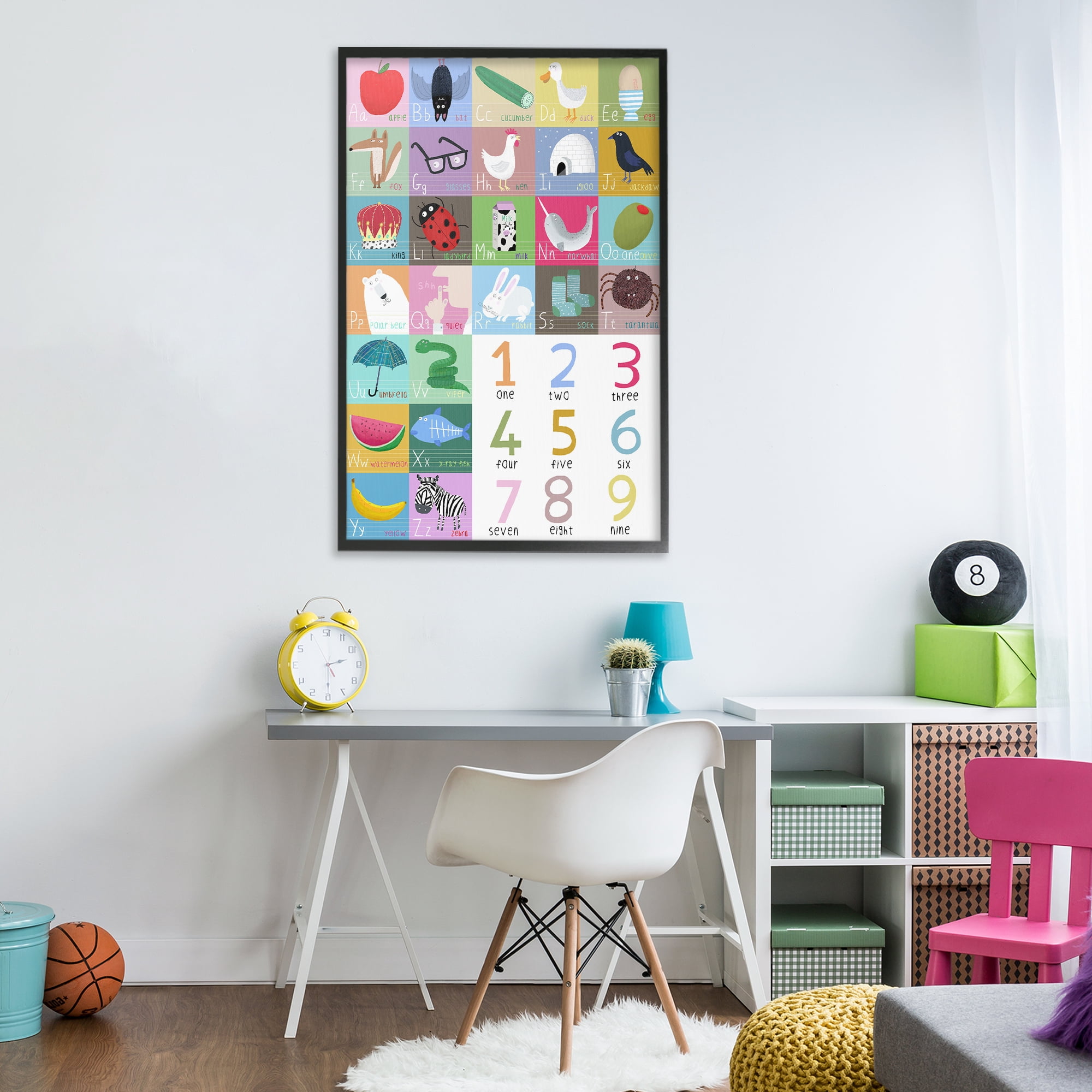 Stupell Industries Counting & Alphabet Learning Black Framed Giclee Art, design by Carla Daly