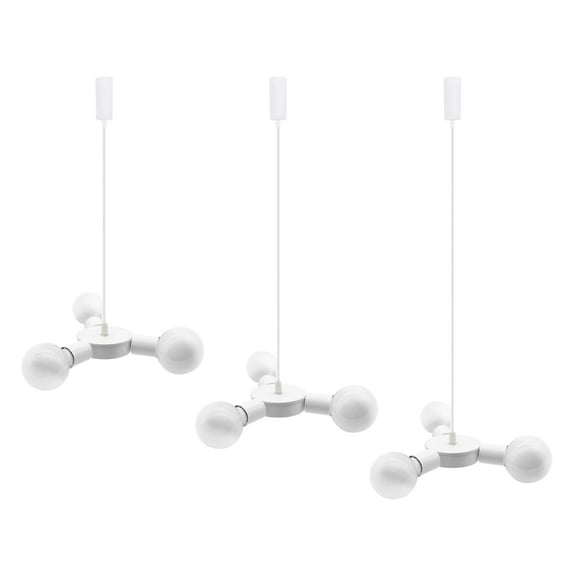 KAYYELAMP 3 Pcs H-Type Track Lamp Adjusted Cord Three Base E26 Modern Design White Pendant Light for Kitchen Farmhouse Living Space Loft(No Bulb, Track)