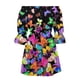 thumbnail image 4 of Puntoco Vestido De Verano Para Mujer, Cuello Redondo, Estampado, Casual, Manga Corta, Vestido Con Volantes, Manga Corta, Cuello Redondo, Color S,Regalos Para Mujer Joven, 4 of 5