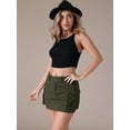 thumbnail image 2 of DARING DIVA Women's Denim Skirt Cargo Pockets Button Mini Jeans Skirts M Army Green, 2 of 7