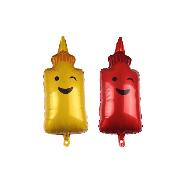 Mustard and Ketchup Foil Balloon Set for BBQ Birthday Party Food Decor