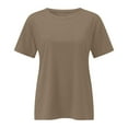 thumbnail image 5 of OSOLU Women Solid Color Crew Neck Loose Casual T-Shirt Short Sleeve Tee Tops Holiday Dailywear, 5 of 6