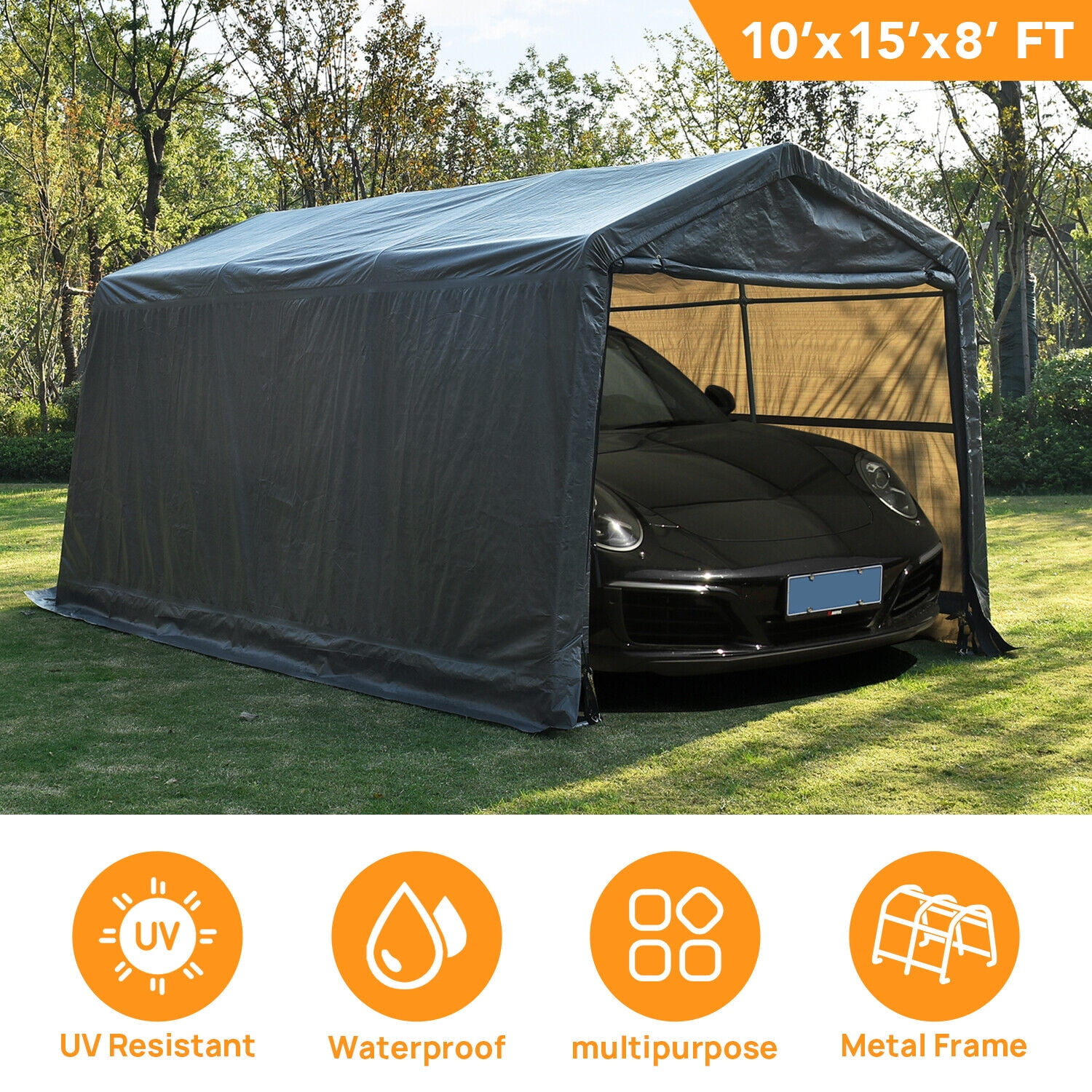 10x15x8FT Outdoor Garage Canopy Carport Tent Car Storage Shelter for