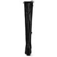 thumbnail image 2 of BLISSFUL STEP Women's Boots Faux Leather Over The Knee Thigh High Chunky Heel Pointed Toe Boots  Black 7, 2 of 7