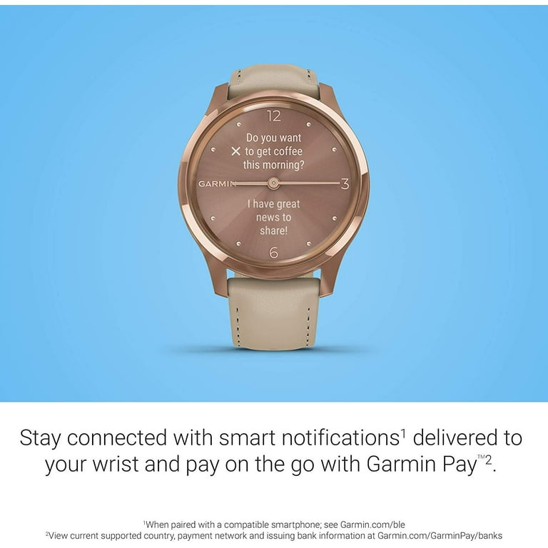 Garmin vivomove® Luxe Light Sand Leather with 18K Rose Gold