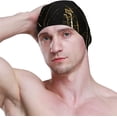 thumbnail image 3 of FYBTO Swimming Cap Marble Black and Gold Texture Style Unisex Adult FYBTO Polyester, 3 of 4