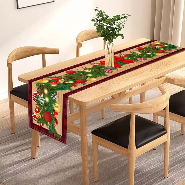 Cagogo under $5 5Pcs Christmas Tablecloth, Christmas Tablecloth for Dining Room,Festive Holiday Table Cover for Indoor Outdoor,Red Green Christmas Table Decor,Washable Christmas Table Linens