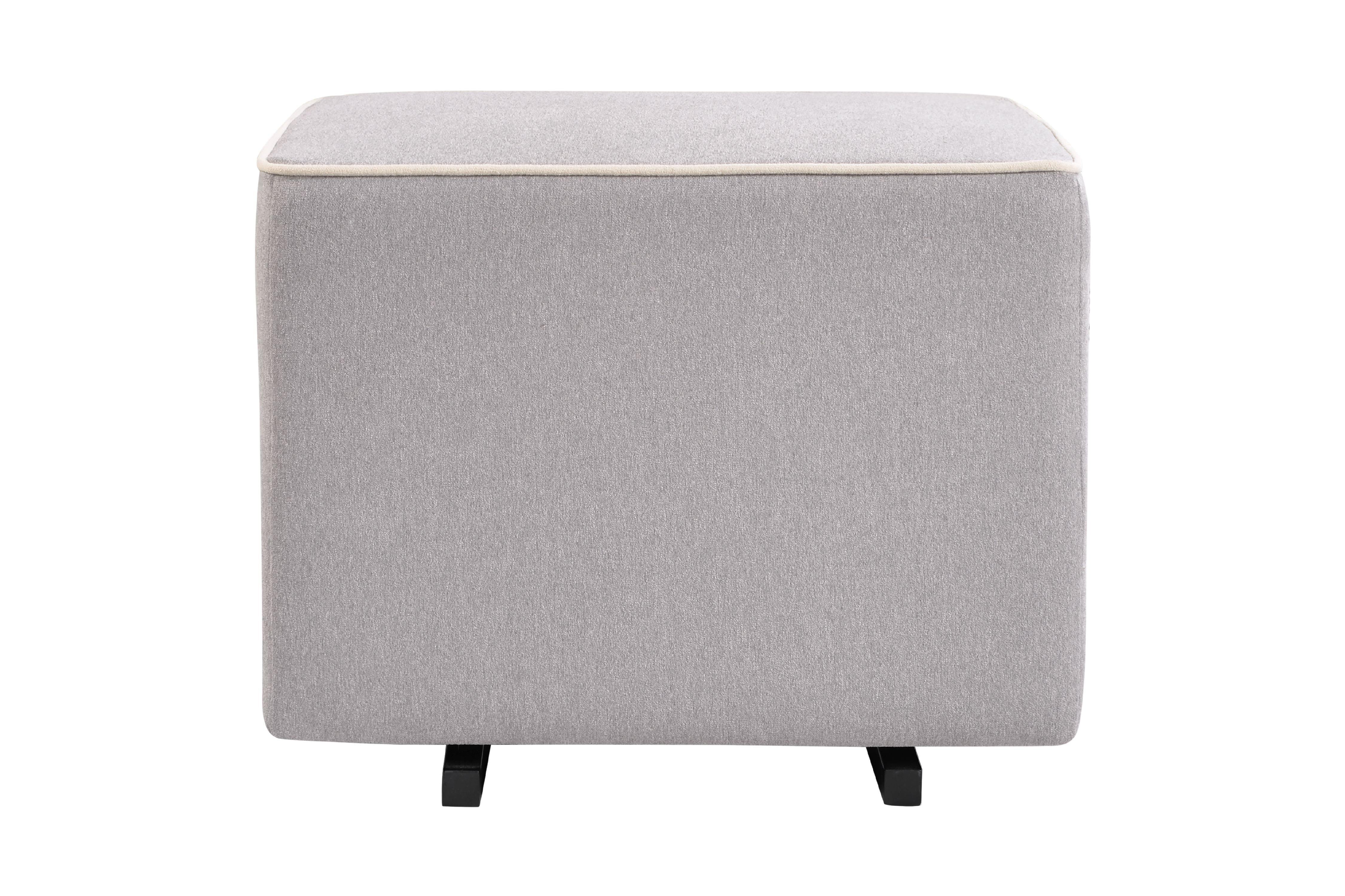 Davinci Universal Gliding Ottoman in Grey Finish with Cream Piping
