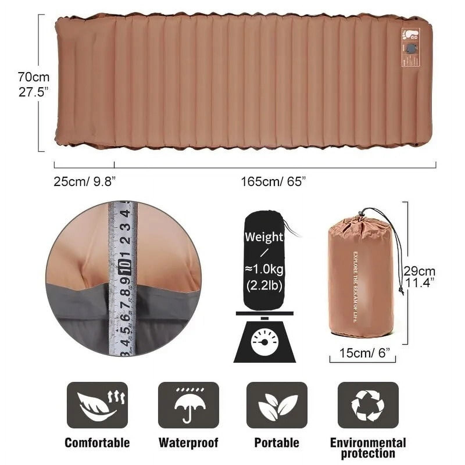 CHUNYAN Ultralight Self-inflating Air Mattress Thicken Sleeping Pad Splicing Inflatable Bed Beach Picnic Mat Camping Tent Air Cushion