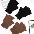 thumbnail image 4 of Dndkilg Cold Weather Glove for Women Men Biking Half Finger Ladies Elastic Cuff Thick Gloves for Teen Girls Fingerless Knitted Mitten Army Green, 4 of 8