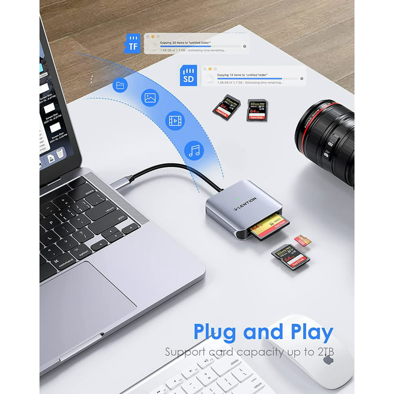 LENTION USB-C to SD/Micro SD Card Reader