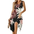 thumbnail image 6 of Womens Casual Tank Dress Floral Sleeveless Summer Midi Dress Asymmetrical Hem Vacation Beach Outfit, 6 of 7