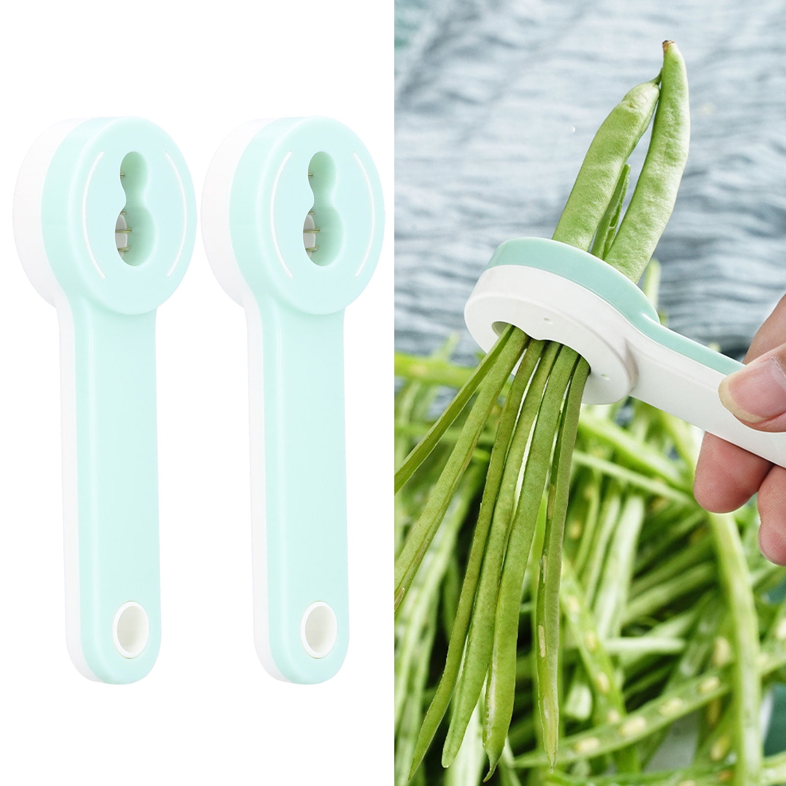 2Pack Multifunction Bean Slicer Stainless Steel Snow Bean Green Bean