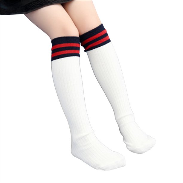 Qarigey Calcetines de tubo medio Transpirable Algodón puro Buena retención de calor Medias Diseño de rayas Absorbente de sudor para niños Medias tipo 27 Qarigey AP009517-27