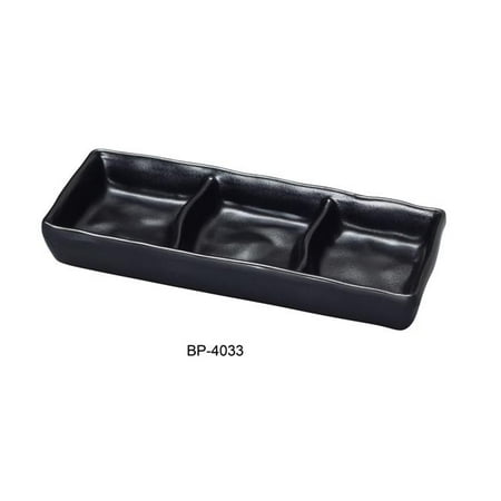 

Yanco BP-4033 Black Pearl-2 New Triple Sauce Dish Black - Pack of 48