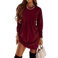 thumbnail image 1 of S Otoño e invierno nuevo color sólido manga larga irregular cuello redondo vestido largo T de las mujeres, 1 of 3