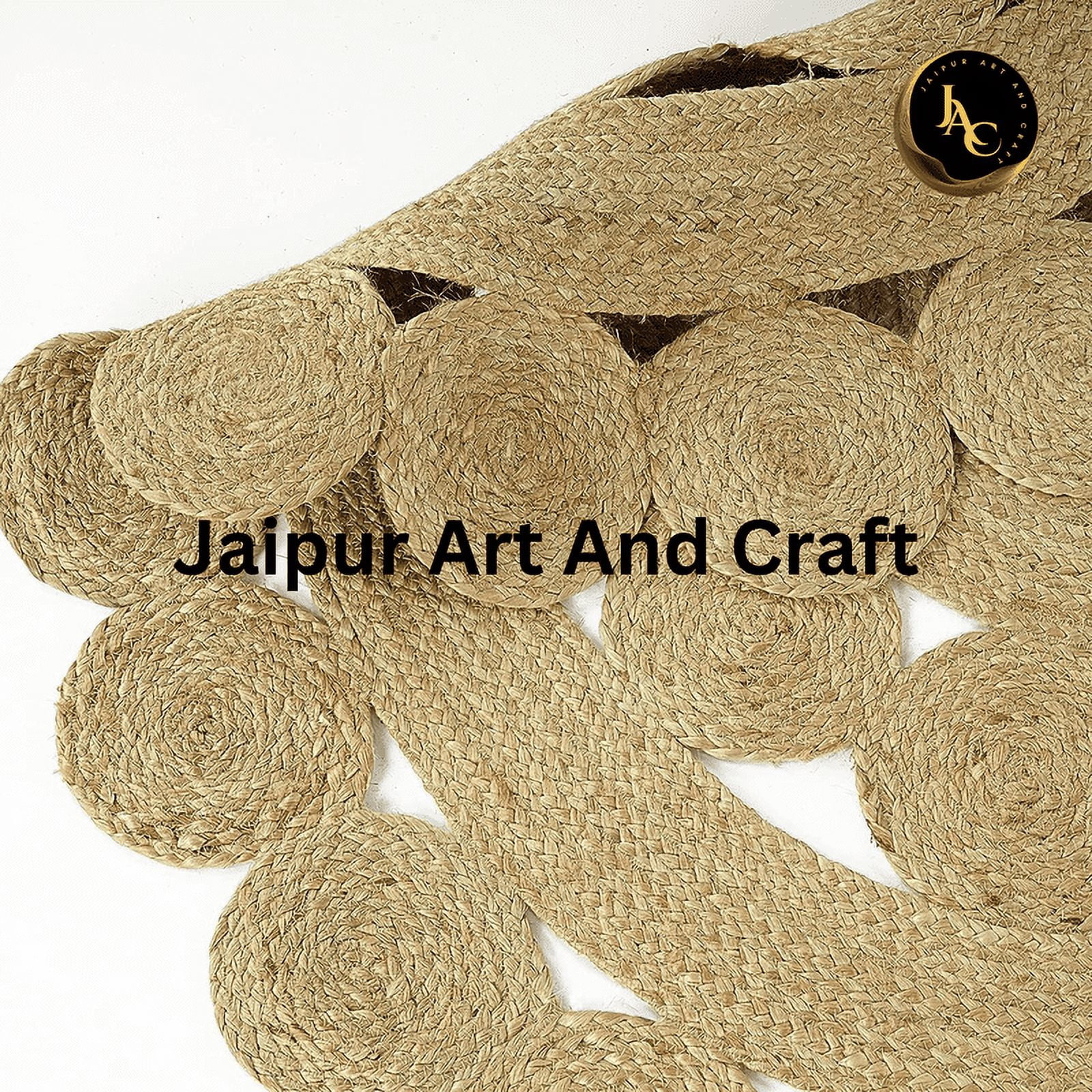 Jaipur Art And Craft Round Jute Area Rug Handmade Boho Charm Farmhouse Soft Braided Carpet for Indoor (3x3 Sq Ft)