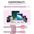 thumbnail image 7 of Liquipel Powertek iPad & iPhone Charger Cable, Fast Charging 6ft MFI Certified Lightning to USB Cord, Diamond Shine Pink, 7 of 7