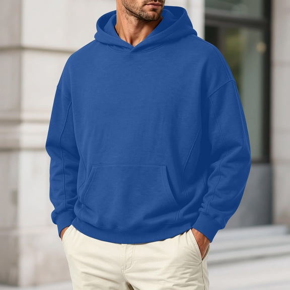 VBVC Men's Long Sleeve Hoodie with Pockets , Fall Stretchy Pullover Sweatshirt For Men, S-4XL