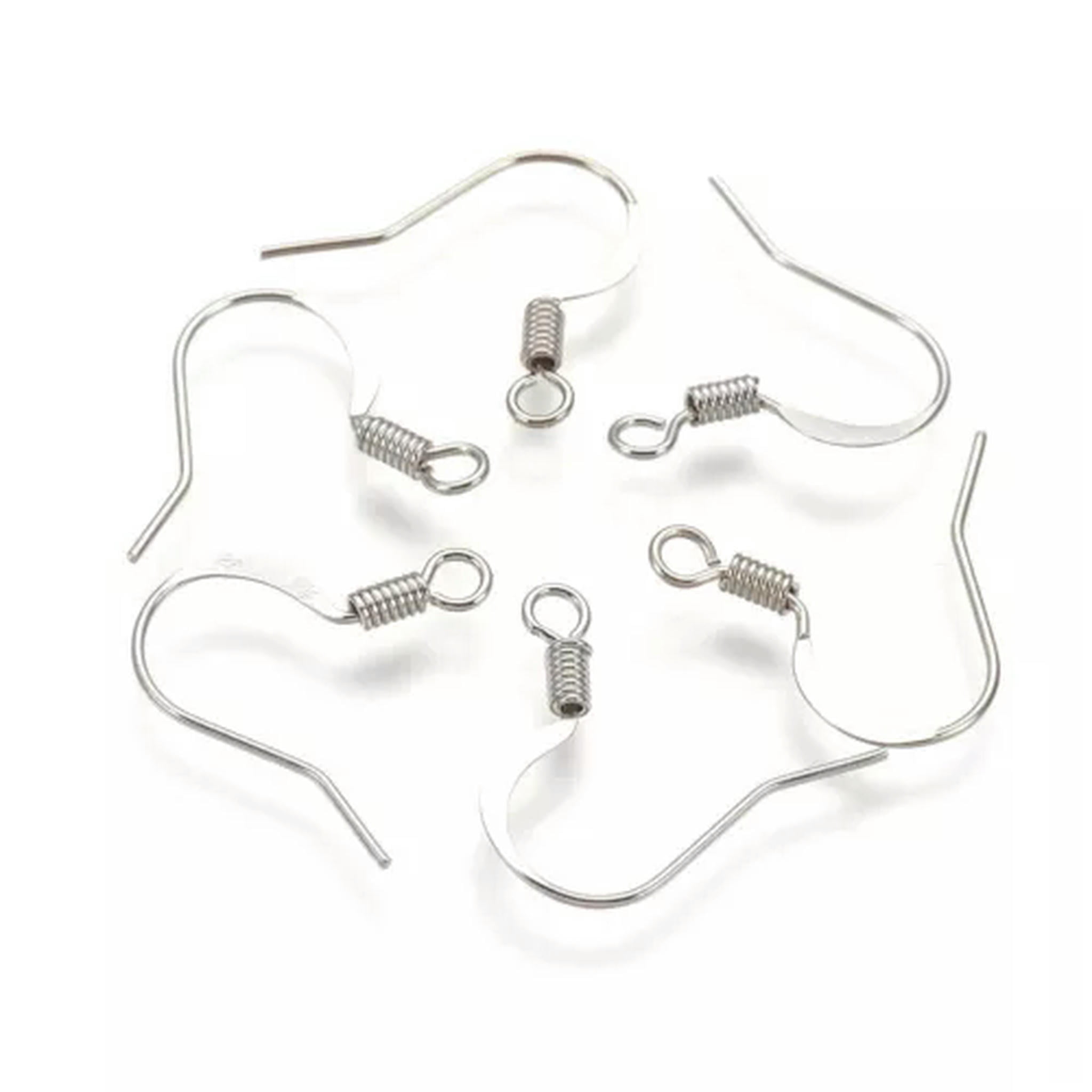 U8MO 1000pcs Brass Earring Hooks Flat French Earwire Nickel Free Hang Loop Craft 15mm-Platinum
