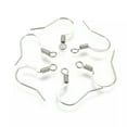 thumbnail image 2 of U8MO 1000pcs Brass Earring Hooks Flat French Earwire Nickel Free Hang Loop Craft 15mm-Platinum, 2 of 2