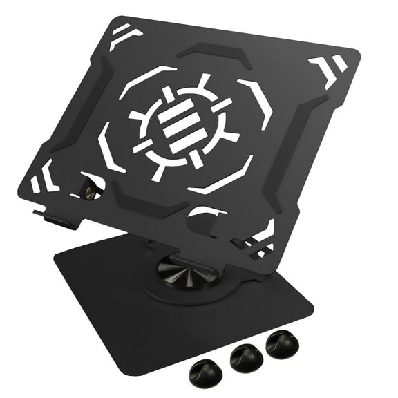 ENHANCE R1 Rotating Laptop Stand with 3 Cable Holders - Adjustable Laptop Riser for Desk - Black