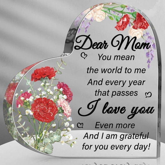 Mothers Day Gifts for Mom Acrylic Mom Gift Birthday Gift Sign Plaque Presents from Daughter Son Grateful Christmas Valentines Birthday Gifts,5.91 x 5.91 x 0.55 Inches(Carnation)