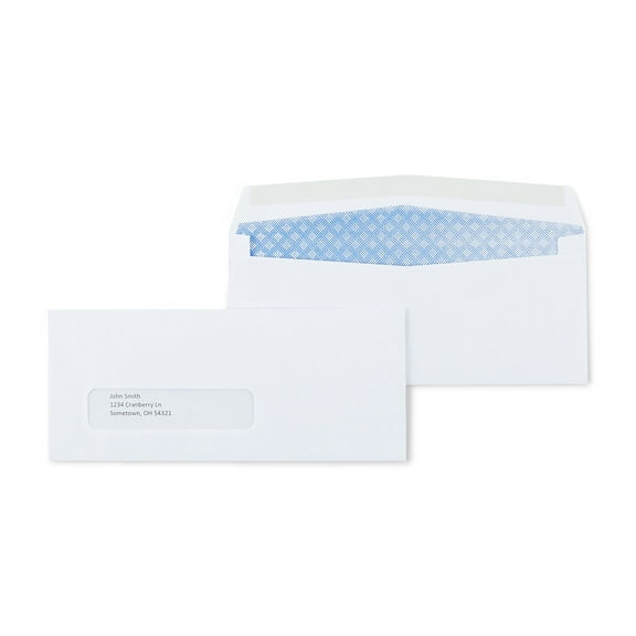 HITOUCH BUSINESS SERVICES Gummed Security Tinted Business Envelopes 3 5/8" x 8 5/8" White 500/BX