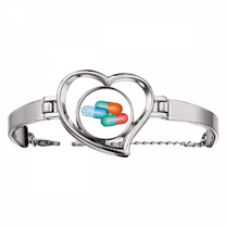 Pill Capsule Health Care Products Pattern Bracelet Heart Jewelry Wire Bangle