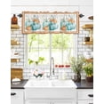 thumbnail image 6 of Valances for Windows Orange Teal Blue Pumpkin Rod Pocket Cafe Window Treatments Valance Curtains for Kitchen Bathroom Laundry Basement Windows 60"x18", 6 of 6