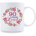 thumbnail image 2 of 90th Birthday Gifts for Women - 90 Years Loved with A Garland Birthday Mug - 90 Year Old Present Ideas for Grandma, Mom, Daughter, Sister, Wife, Friend, Cousin, Aunt, Coworker - 11 oz Coffee Mug, 2 of 6